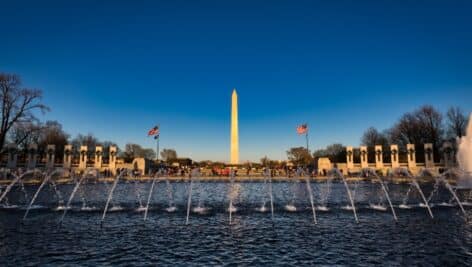 The World War 2 Memorial Fountain in Washington D.C.