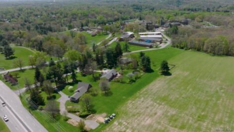 An aerial view of the Elwyn campus in Media.