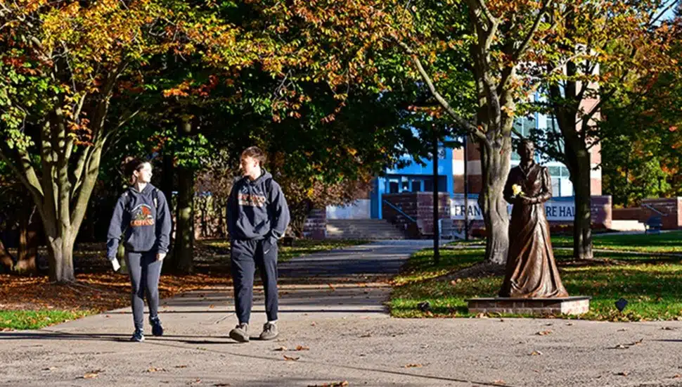 College students walking on campus.