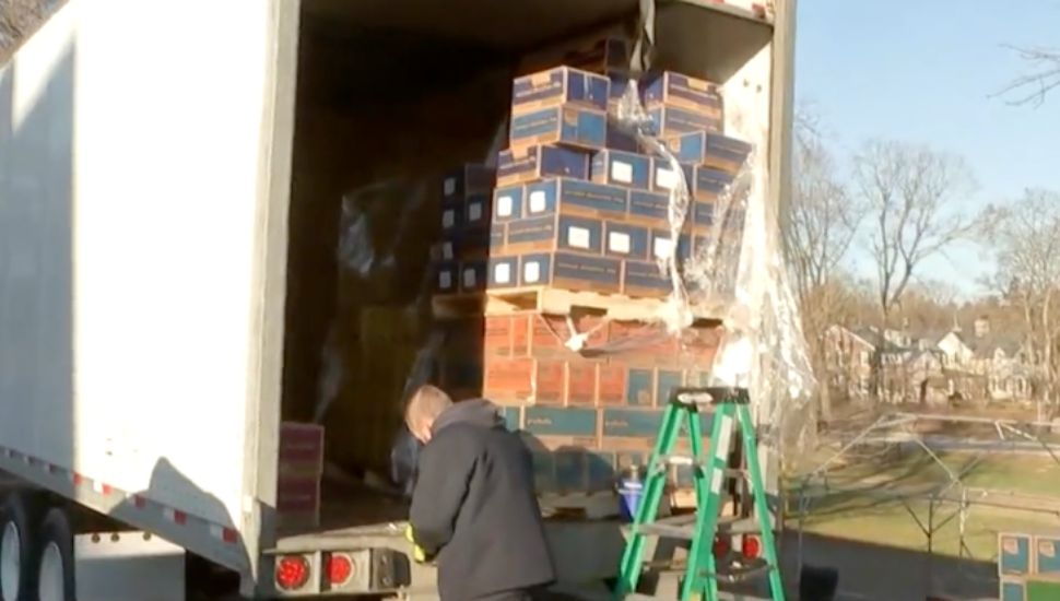Truck full of Girl Scout Cookies.