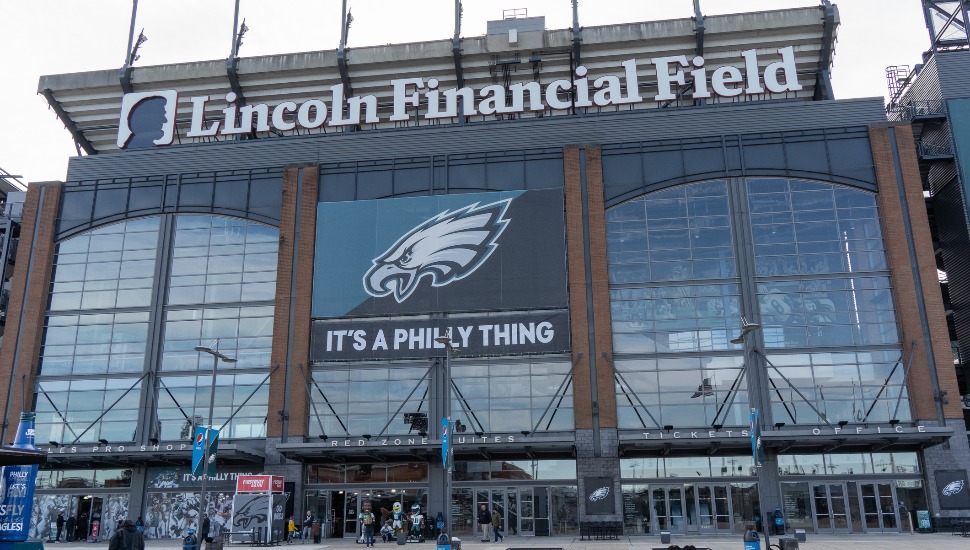 Outfront of the Philadelphia Eagles' Lincoln Financial Field.