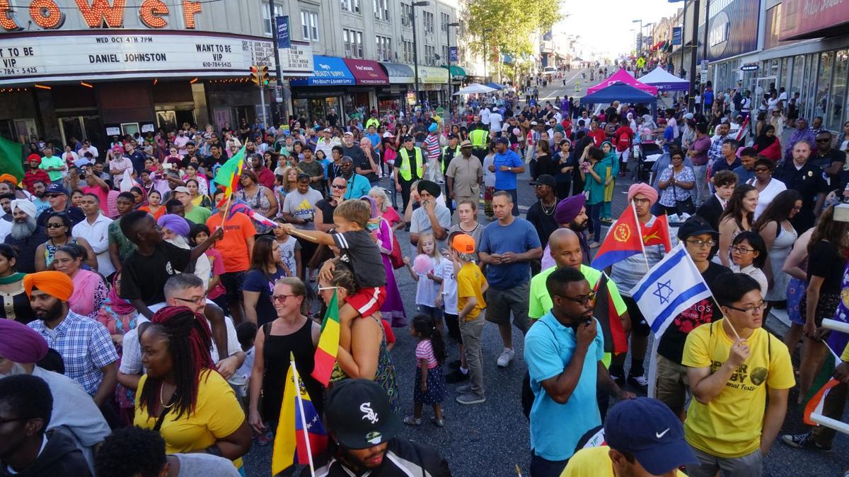 A crowd of people in 69th Street for the Upper Darby International Festival.