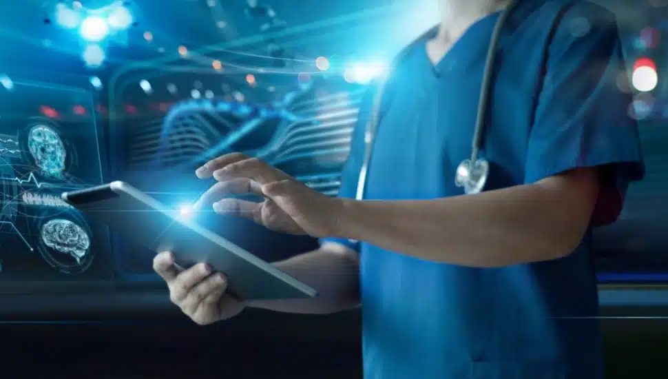 Doctor using artificial intelligence in healthcare.