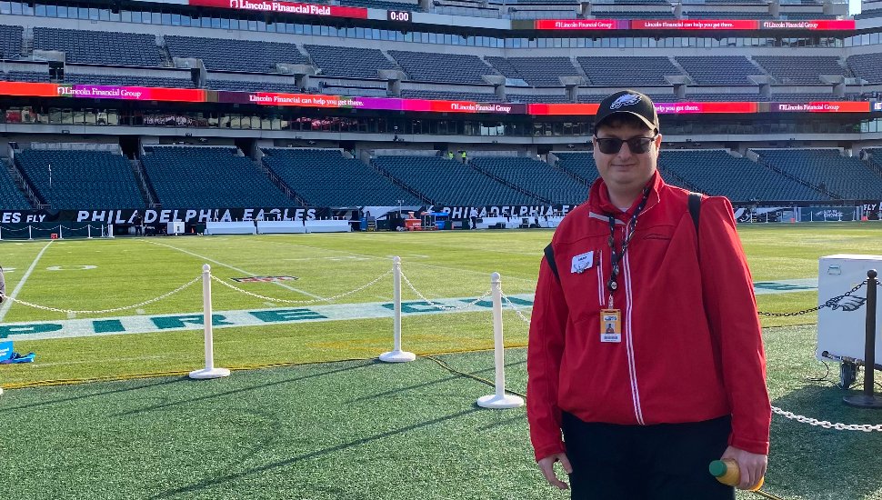 Adam Sklar on the field at Lincoln Financial Field