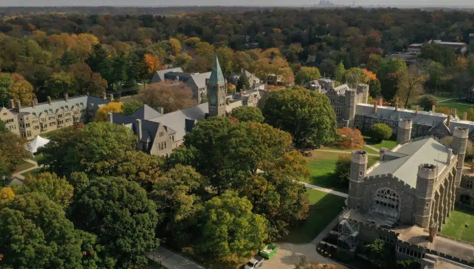 Aerial view of Bryn Mawr College.