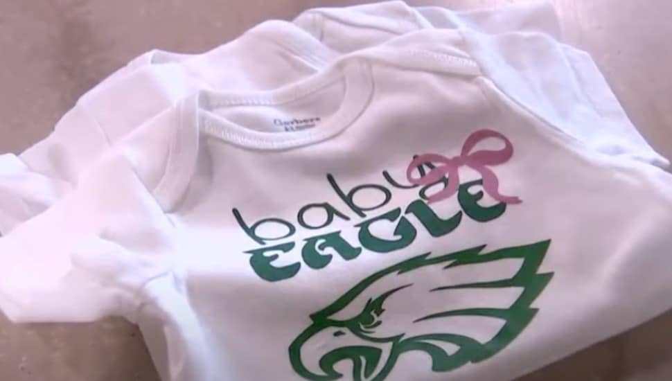 A custom Eagles Onesie