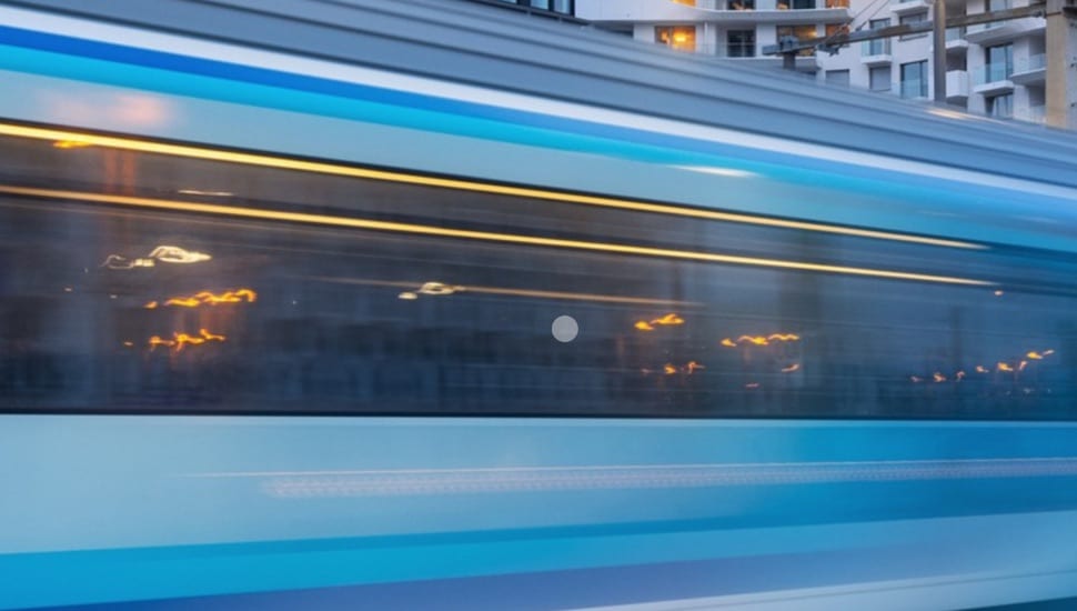 Schuylkill River Passenger Rail train whizzes by.