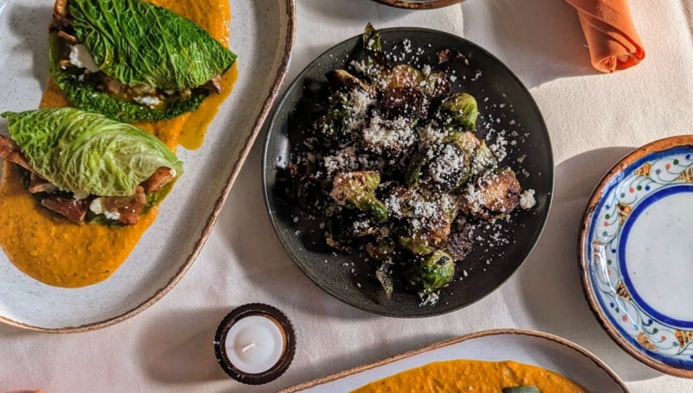 A table topped with entrees at La Baja.
