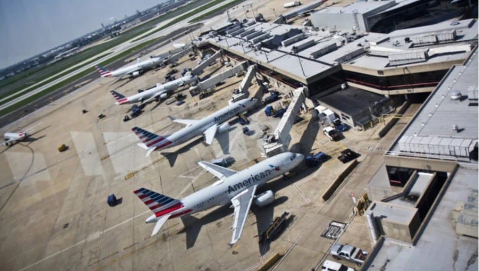 Planes on the ground at Philadelphia International Airport.