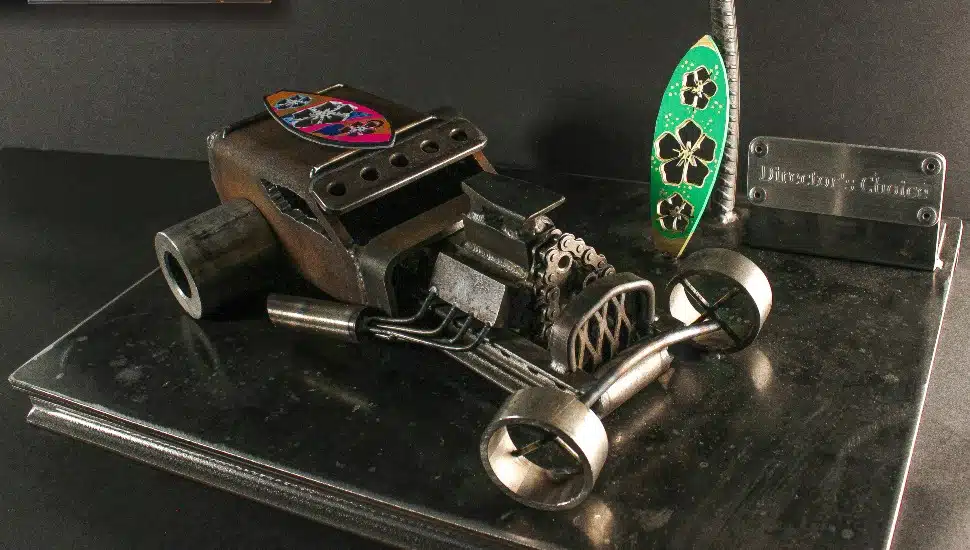 Student-made trophy for car show.