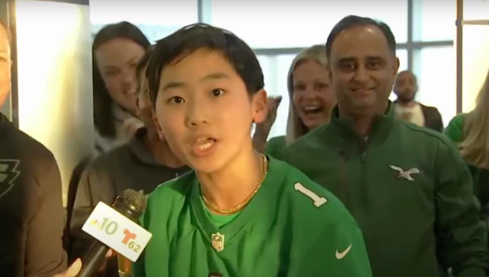 Ethan Kim gives a rousing pre-Super Bowl speech.