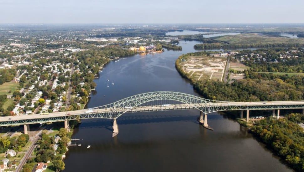 The Delaware River Bridge.