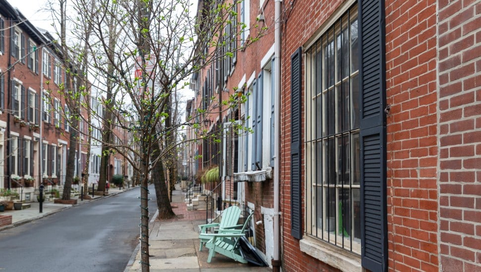 A residential city block in downtown Philadelphia.