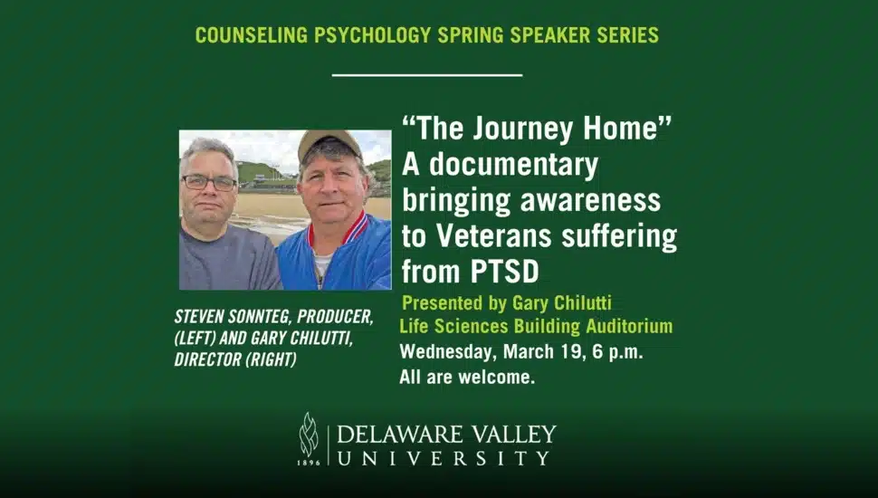 Graphic promoting documentary on veterans with PTSD.
