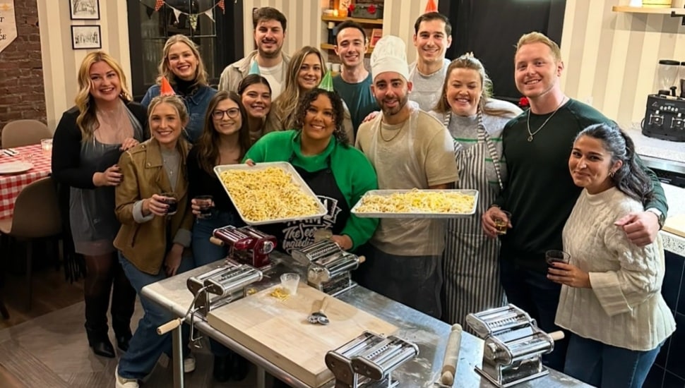 Natalia Lepore Hagan with pasta-making class.