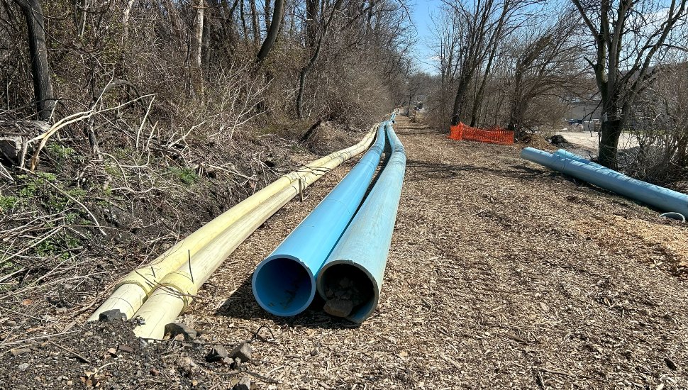 New pipes to be used by Pennsylvania American Water for water main slip lining in Coatesville.