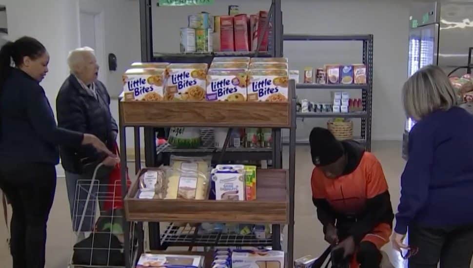 Patrons visit the Norristown food pantry.