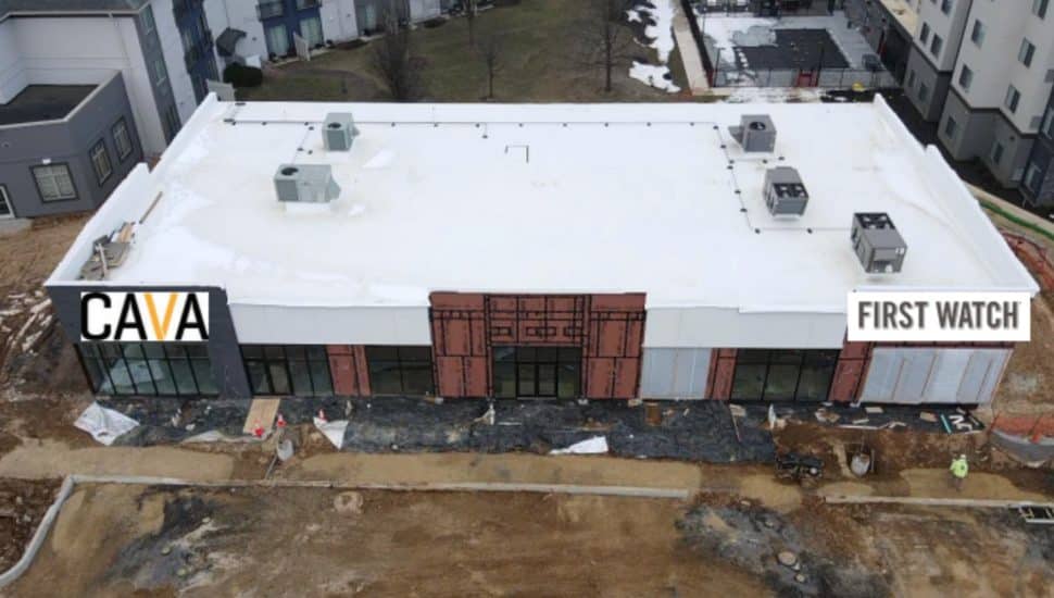 Aerial view of new retail space in King of Prussia.
