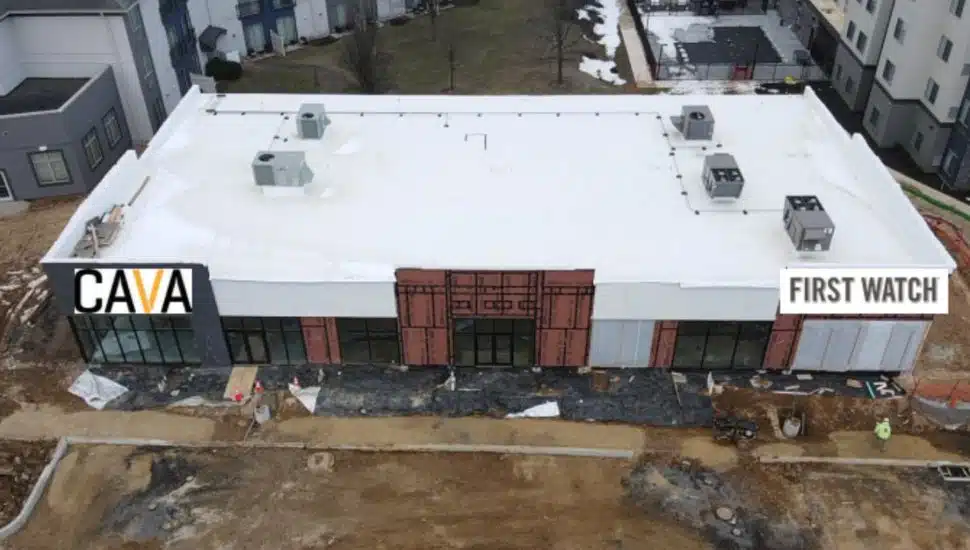 Aerial view of new retail space in King of Prussia.