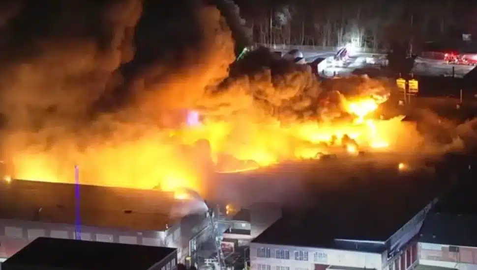 Aerial view of SPS Technologies fire.