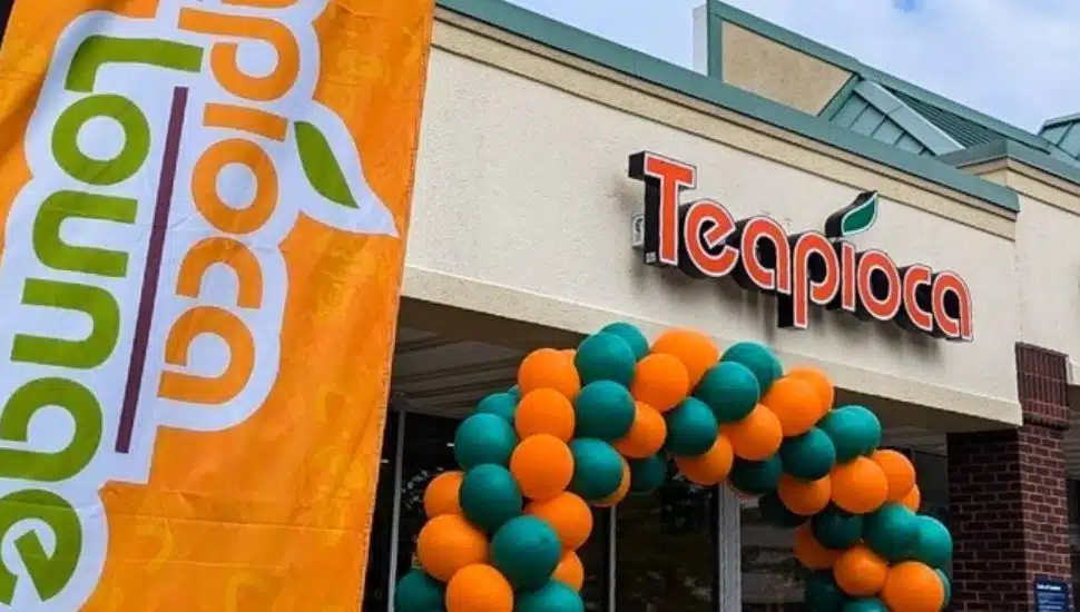 Out front of the Teapioca grand opening