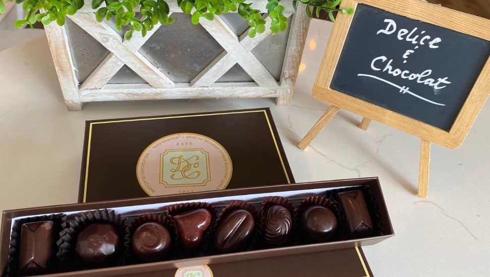 A box of chocolates from Delice et Chocolat.