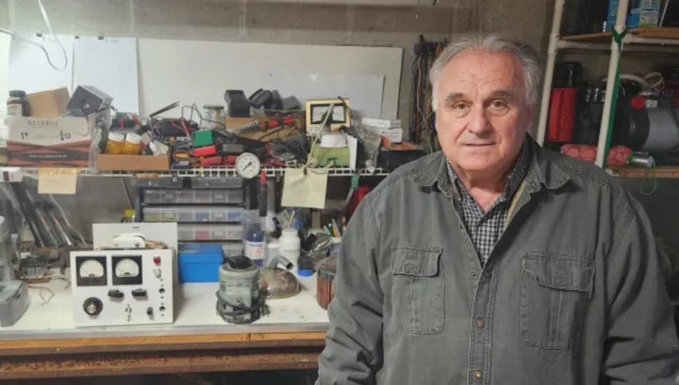 Anthony Paul Bellezza at his work bench.