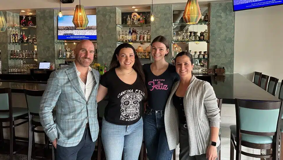 Brian Sirhal (far left), Owner of Cantina Feliz, stands with team members of the restaurant's new location in Ambler.