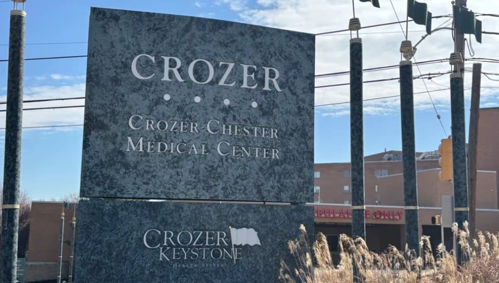 The granite sign for Crozer-Chester Medical Center.