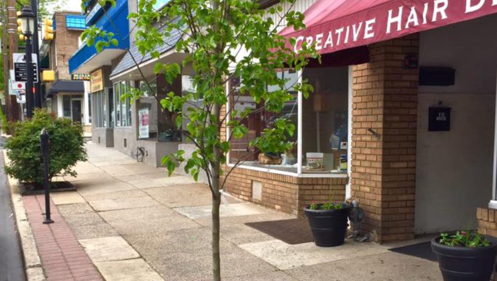 Sidewalk of downtown Hatboro.