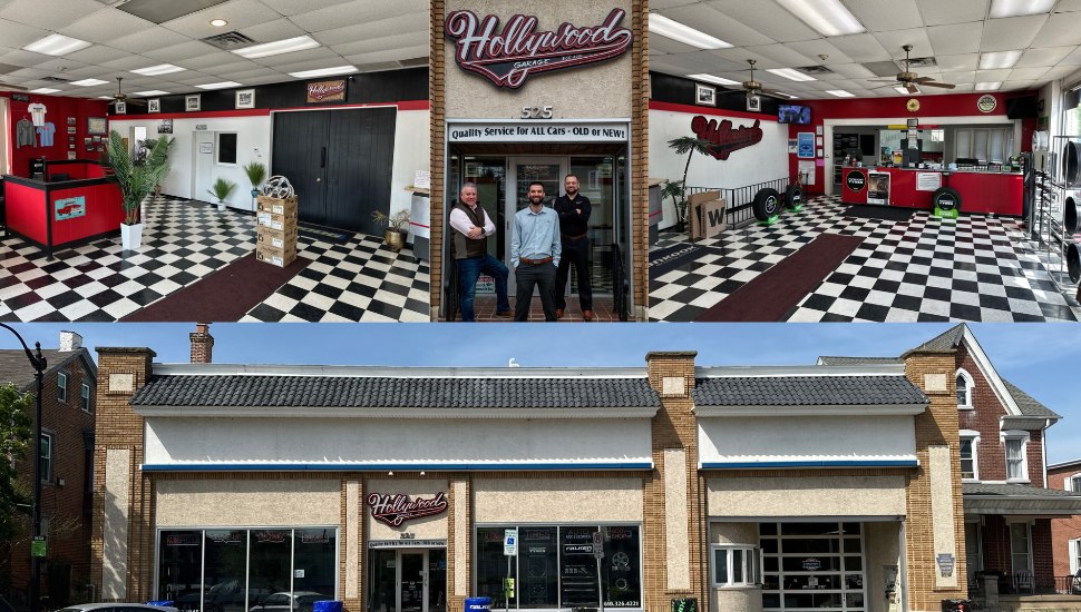 A collage of the interior and exterior of Hollywood Garage.