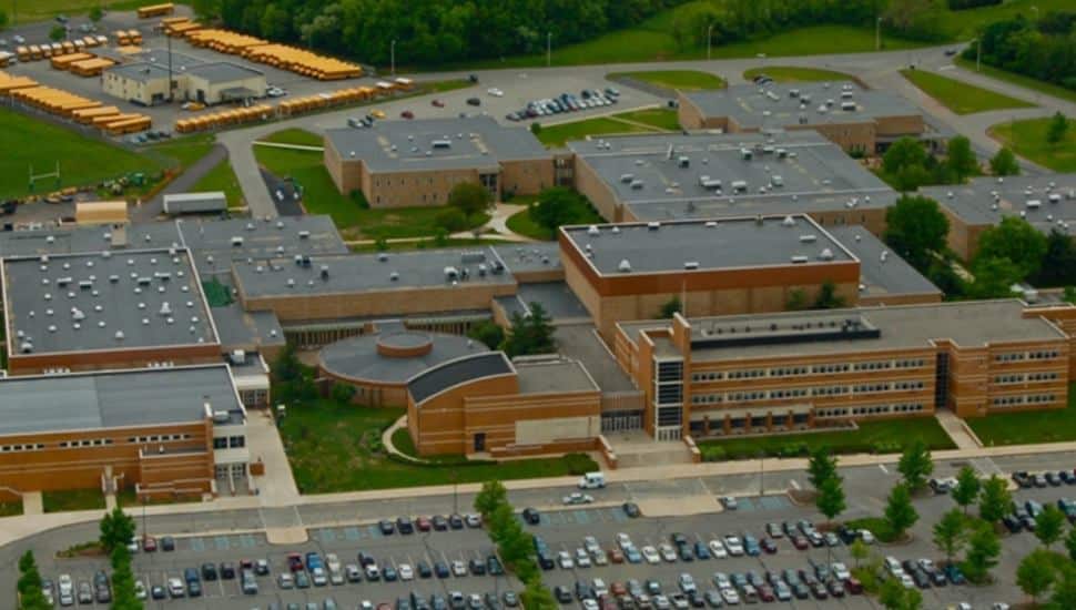 Aerial view of North Penn High School campus.