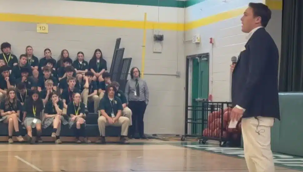 Ryan Quigley speaks at Lansdale Catholic.