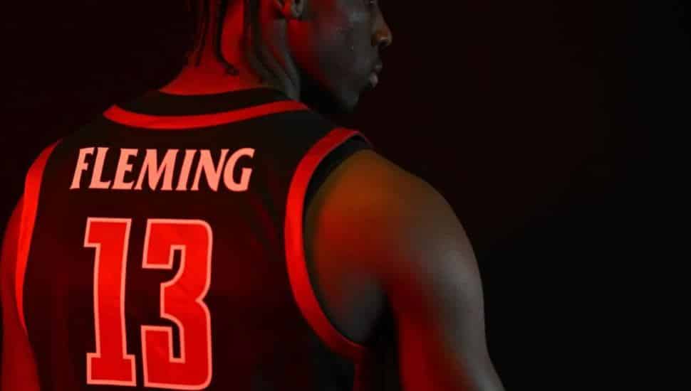 The back of Rasheer Fleming's #13 jersey.
