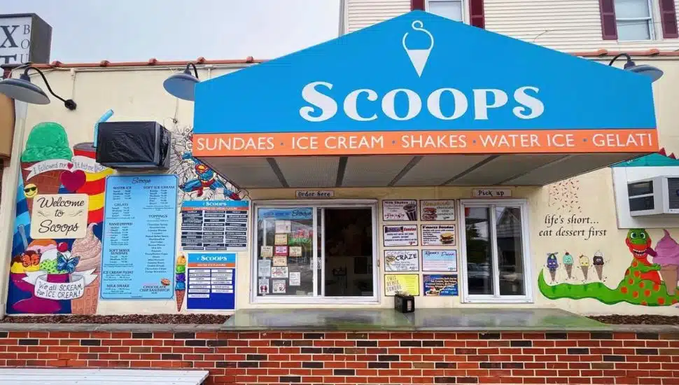 The facade of Conshohocken's Scoops Ice Cream.