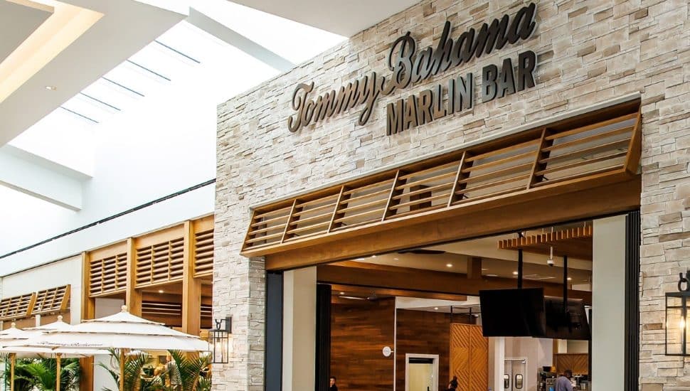 Th facade of the Tommy Bahama marlin Bar in King of Prussia.