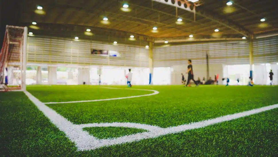 Corner Line of an indoor football soccer training field