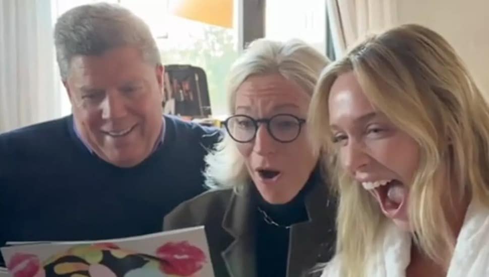Alex Cooper with her parents, Bryan and Laurie Cooper.