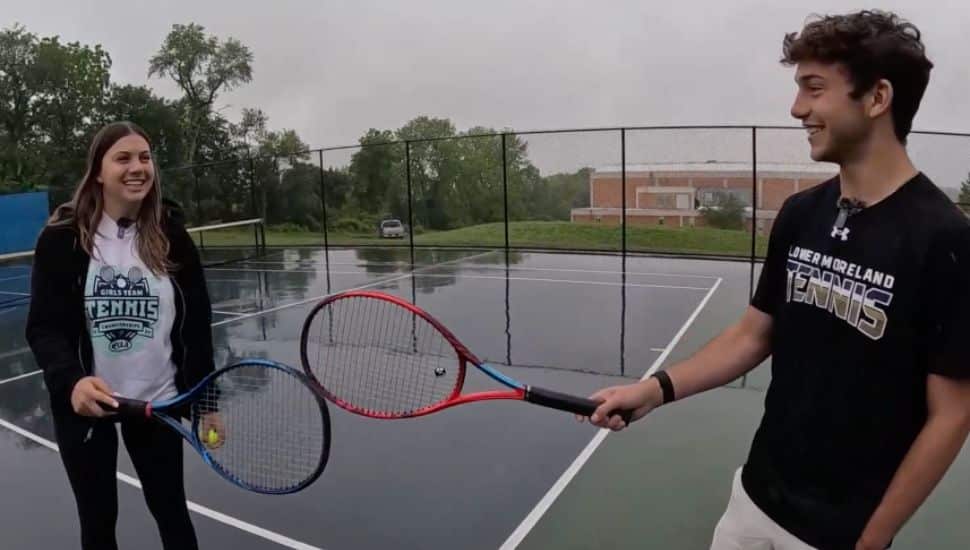 Lower Moreland High School's Ava and Gabriel Shapiro prepare to play tennis.