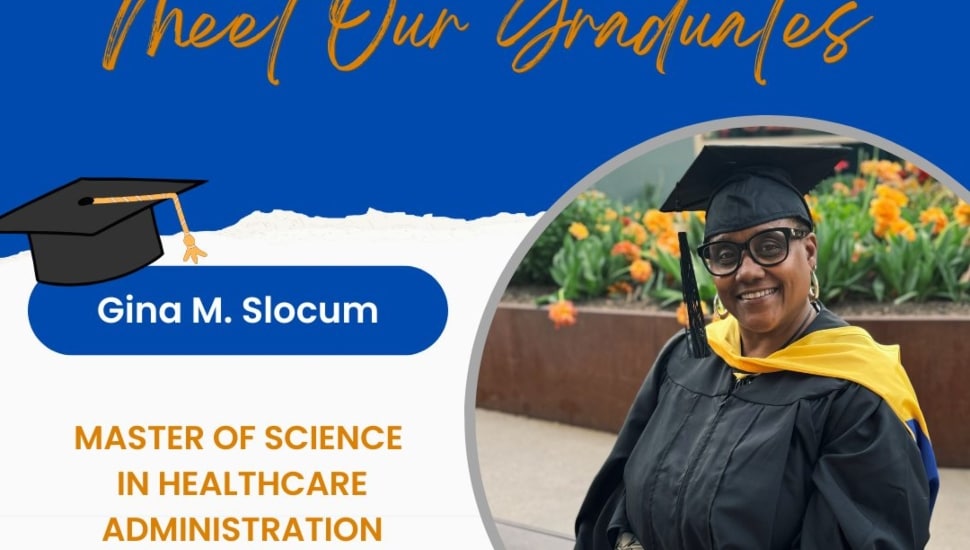 Gina M. Slocum "Journey to Commencement" Peirce College graphic.