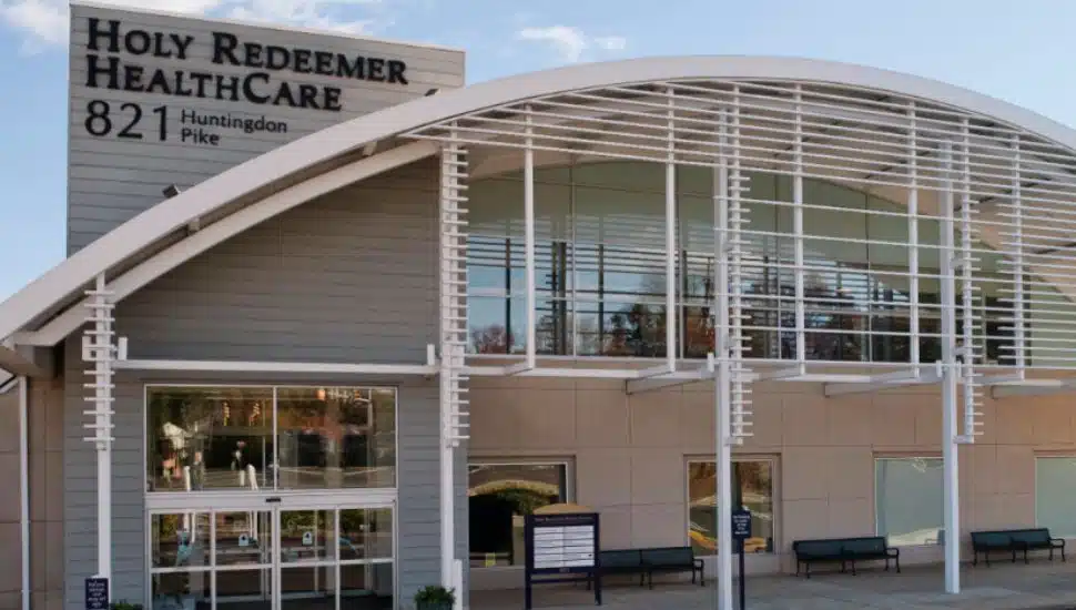 Out front of the Holy Redeemer Healthcare Center.