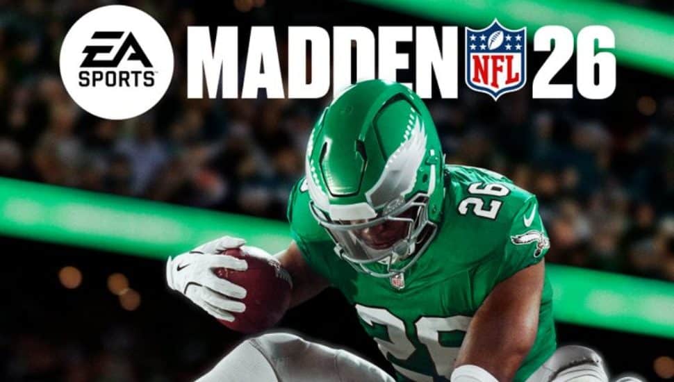 Saquon Barkley in uniform on the cover of Madden NFL 26.