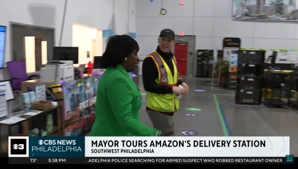 Mayor Parker Tours Southwest Philadelphia’s Massive New Amazon Facility, Promotes It As ‘Anchor’