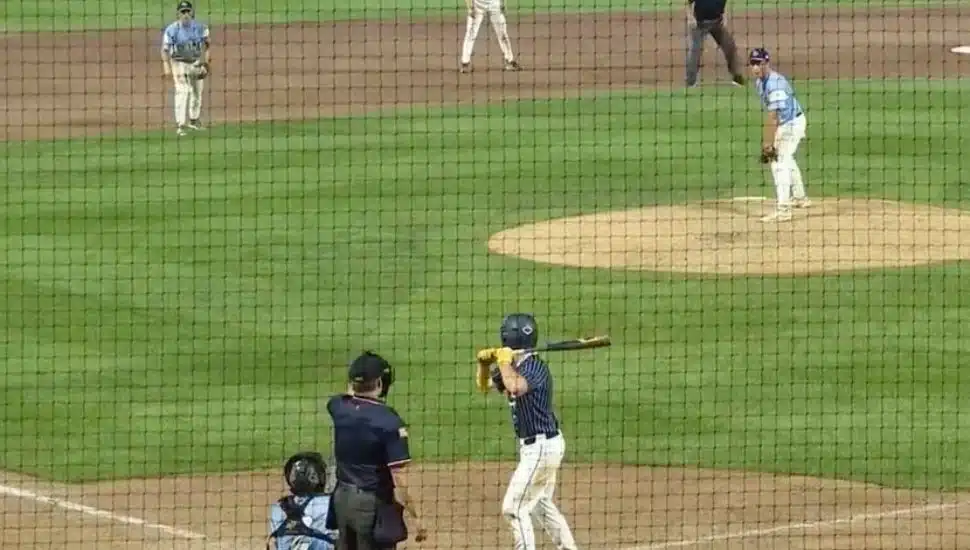 North Penn High School pitcher Caleb Price balks ending the 13-inning championship game.