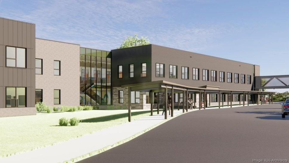 A rendering of the new school planned on Elwyn’s Media campus.