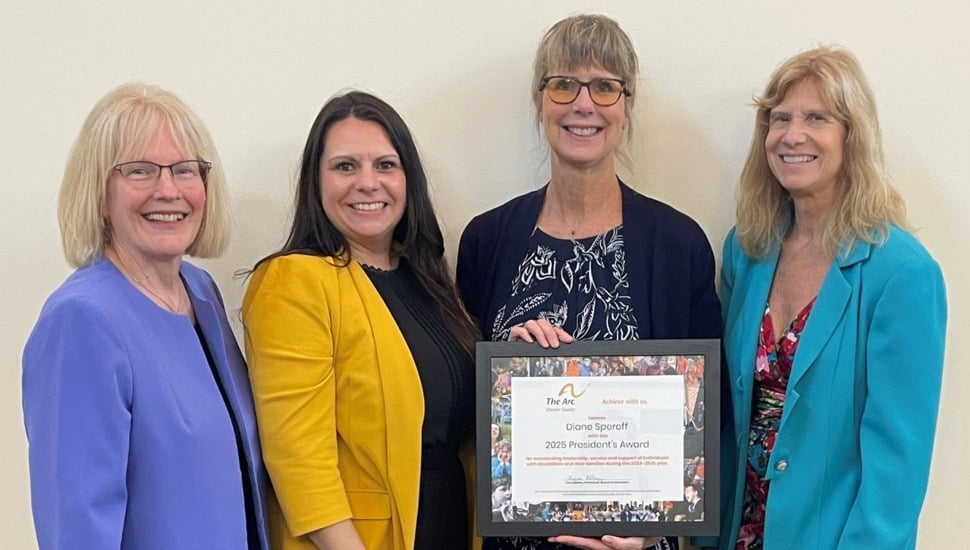 Pictured Left to Right: Arc CEO, Jeanne Meikrantz; Kera Swift Josey, Arc Sr. Director of Programs & Services; award-winner Diane Speroff, and Arc BOD President, Lisa Albany.