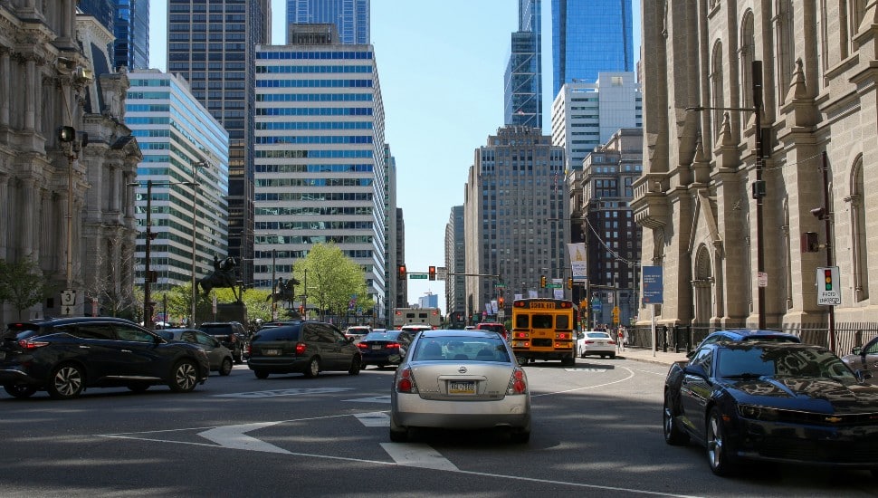 Cars in traffic.