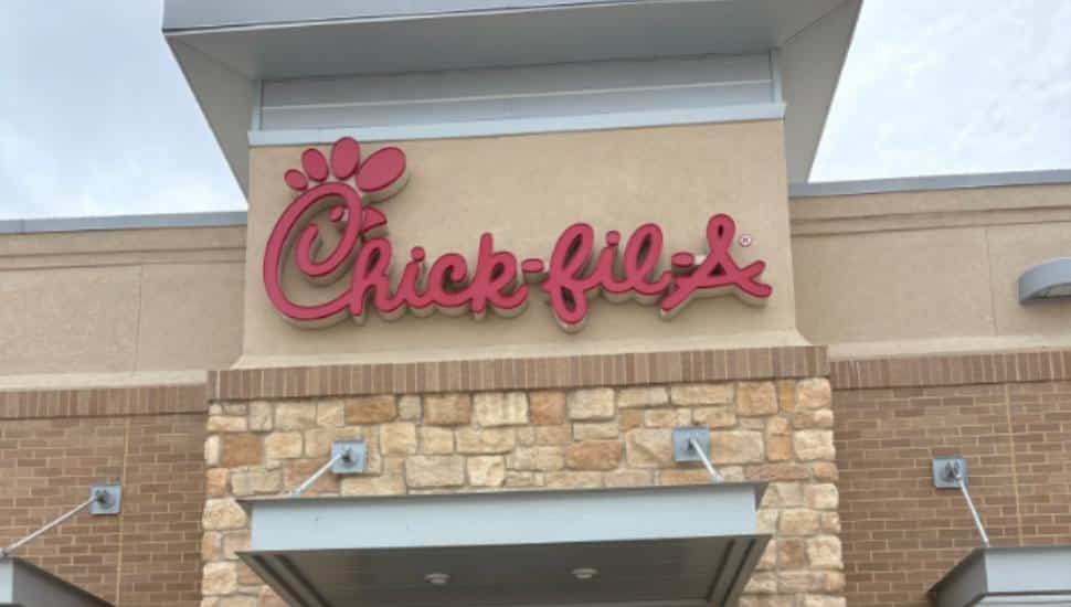 The sign out front of a Chik-fil-A.