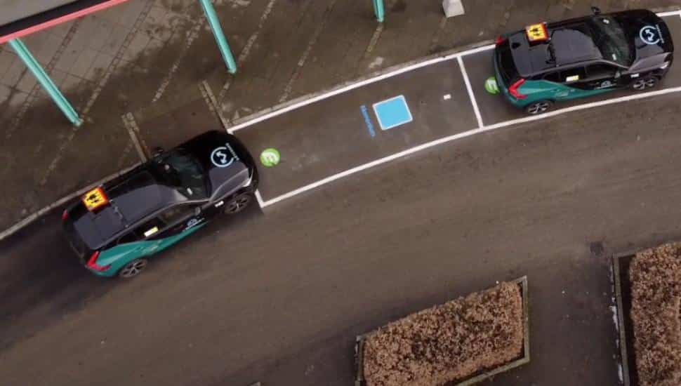 Aerial view of an InductEV charging station.