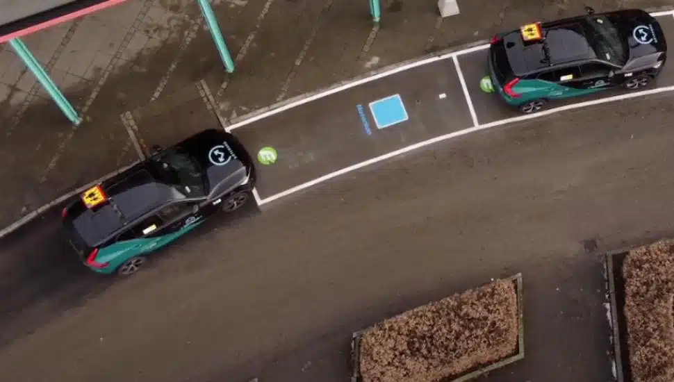 Aerial view of an InductEV charging station.